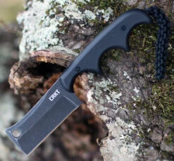 CRKT 2383K Minimalist Cleaver Blackout, 2.13" 5Cr13MoV Stonewashed Fixed Blade, Black G10 Handle W/ Polypropylene Sheath