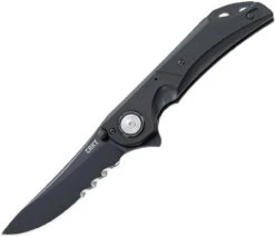 CRKT 5401K Seismic Deadbolt Lock, 3.96" 1.4116 SS Black Veff Serrated Blade, G10 Handle