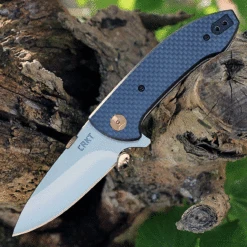 CRKT Avant 4620 Flipper Knife, 3.17" 8Cr14Mov Satin Drop Point Blade, Black Weaved Carbon Fiber Handles