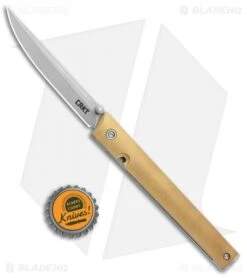 CRKT CEO Liner Lock Blade HQ Exclusive Knife Brass (3.1" Stonewash D2) -CRKT Knife Shop CRKT Brass CEO LL SW BHQ 113999 jr bottlecap