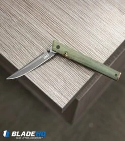 CRKT CEO Liner Lock Knife Green Micarta (3.1" Smokewash D2) BHQ Exclusive -CRKT Knife Shop CRKT CEO Liner Lock Knife Green Micarta BHQ Exclusive D2 BHQ 101007 kp desk web