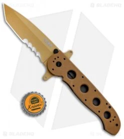 CRKT Carson M16-14DSFG Tanto Flipper Knife Desert Tan G-10 (3.875" Serr) -CRKT Knife Shop CRKT Carson M16 14DSFG Tanto Desert Tan Serr BHQ 4980 jr bottlecap
