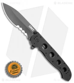 CRKT Carson M21-14G Big Dog Flipper Knife Black G-10 (3.875" Black Serr) -CRKT Knife Shop CRKT Carson M21 14G Big Dog Flipper Knife Black G 10 3.875 Gray Serr BHQ 3149 LS Bottlecap