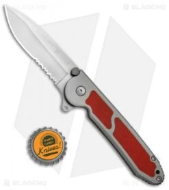 CRKT Carson M18-12R Liner Lock Folding Knife Red G-10 (3.2" Satin) -CRKT Knife Shop CRKT Carson Red G 10 Serr M18 12R BHQ 68534 jr bottlecap 2