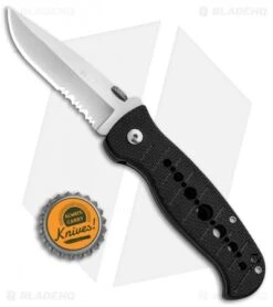 CRKT Crawford Falcon Liner Lock Knife Black Zytel (3" Satin Serr) 6242 -CRKT Knife Shop CRKT Crawford Falcon LL Black Zytel Satin Serr 6242 BHQ 87729 jr bottlecap