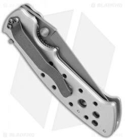 CRKT Crawford Kasper Professional Liner Lock Knife Silver (3.75" Gray Serr) 7728 -CRKT Knife Shop CRKT Crawford Kasper Professional LL Silver Gray Serr 7728 BHQ 75702 jr side