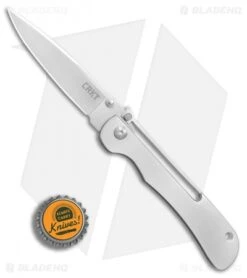 CRKT Crawford Offbeat Lockback Knife Stainless Steel (3.52" Satin) 7730 -CRKT Knife Shop CRKT Crawford Offbeat stainless steel satin BHQ 76678 er bottlecap