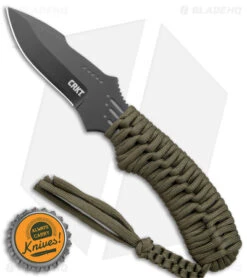 CRKT Crawford Thunder Strike Neck Knife Green Paracord (2.8" Black) 2032 -CRKT Knife Shop CRKT Crawford Thunder Strike Neck Green Paracord Black BHQ 27278 jr bottlecap