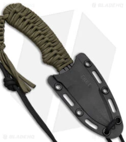 CRKT Crawford Thunder Strike Neck Knife Green Paracord (2.8" Black) 2032 -CRKT Knife Shop CRKT Crawford Thunder Strike Neck Green Paracord Black BHQ 27278 jr sheath