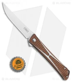 CRKT Crossbones Liner Lock Knife Bronze Aluminum (3.5" Satin) 7530B -CRKT Knife Shop CRKT CrossboneS Liner Lock Knife Bronze 3.5in Satin 7530B BHQ 113910 LS Bottlecap