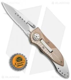 CRKT Elishewitz E-Lock Folding Knife Bronze (3.9" Satin Serr) 7333 -CRKT Knife Shop CRKT Elishewitz E Lock bronze satin serr 7333 BHQ 0477 er size