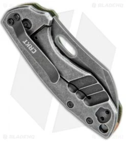 CRKT Pilar Exclusive Frame Lock Knife Green Micarta (2.4" Smokewash D2) -CRKT Knife Shop CRKT Pilar FL Green Micarta Smokewash D2 BHQ 113627 jr side