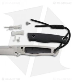 CRKT TSR Terzuola Survival Rescue Fixed Blade Knife Black GFN (4.3" Satin ) 2061 -CRKT Knife Shop CRKT T SR Terzuola survival rescue black GFN satin 2061 BHQ 51818 er side open