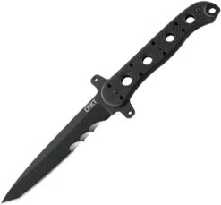 CRKT M16-FX Tanto CR13FX, 4.636" SK-5 Steel W/ Black Veff Serrated Blade, Black G10 Handle
