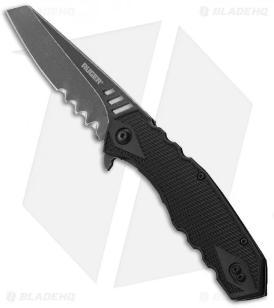 CRKT Ruger Knives Follow-Through Flipper Knife (3.75" Black SW Serr) R1705K 1 CRKT Ruger Knives Follow-Through Flipper Knife (3.75" Black SW Serr) R1705K